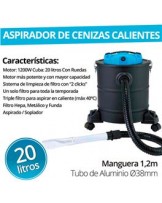 ASPIRADOR CENIZAS CALIENTES 1200W  20 LTS.  MÁX 40ºC