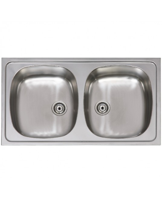 FREGADERO INOX RECTANGULAR ARES 2SENOS 80x51 ENCASTRABLE