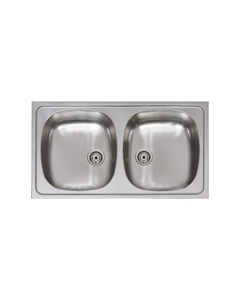 FREGADERO INOX RECTANGULAR ARES 2SENOS 80x51 ENCASTRABLE