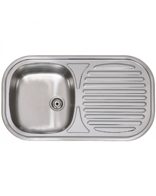 FREGADERO INOX REDONDO ROMA 1 SENO - 1 ESCURRIDOR 80X45 ENCASTRABLE