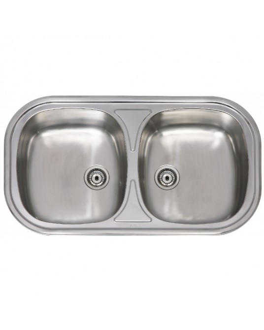 FREGADERO INOX REDONDO ROMA 2 SENOS  80X45 ENCASTRABLE