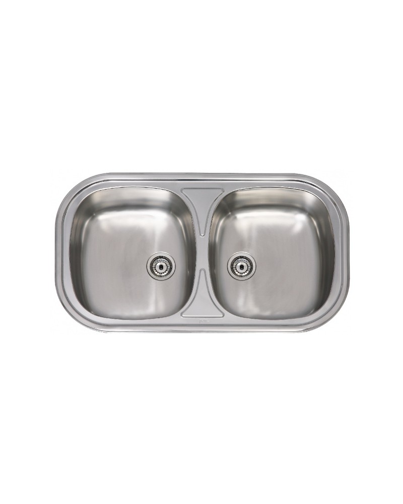 FREGADERO INOX REDONDO ROMA 2 SENOS  80X45 ENCASTRABLE