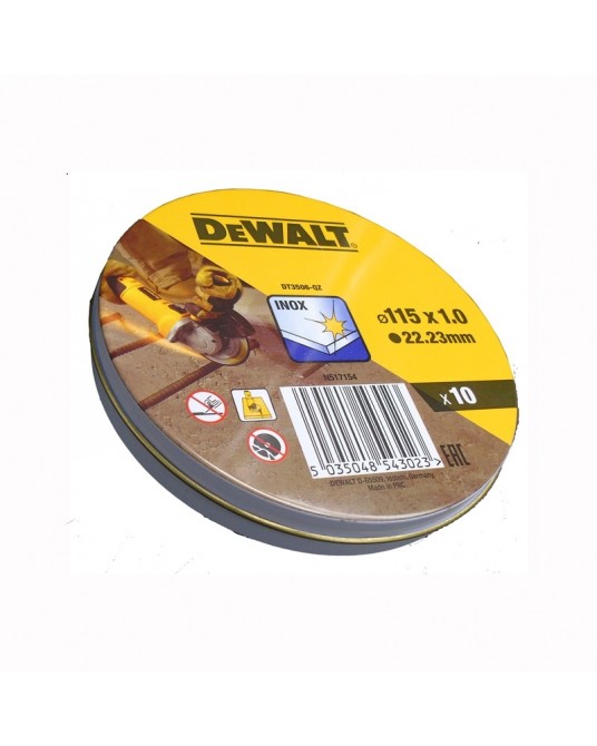 PACK 10 DISCOS DE CORTE INOX 115x1.0x22.23 DT3506 DEWALT