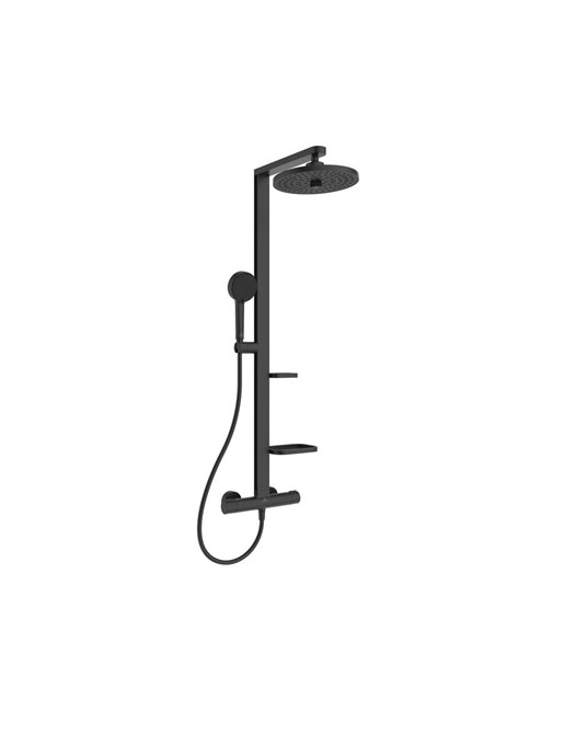 GRAN DUCHA CERATHERM ALU + 260 MM NEGRO MATE Termostática + Columna fija
