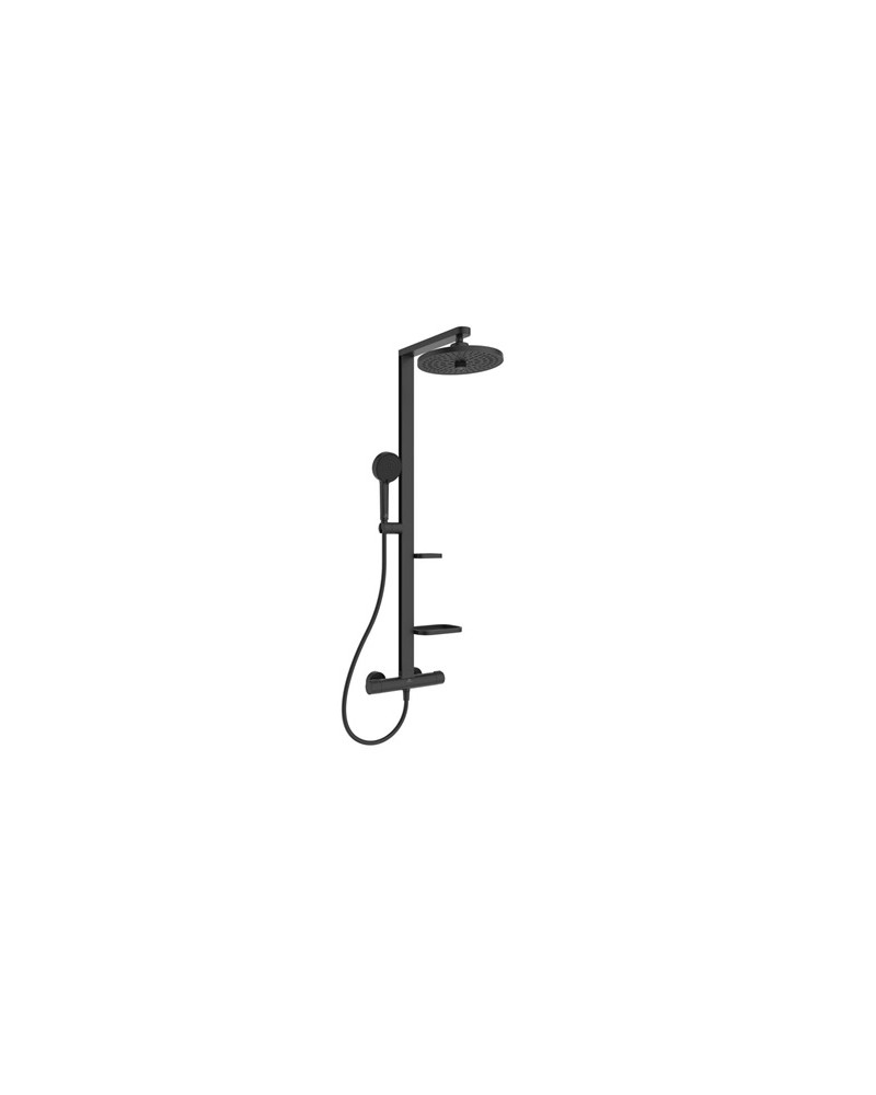 GRAN DUCHA CERATHERM ALU + 260 MM NEGRO MATE Termostática + Columna fija